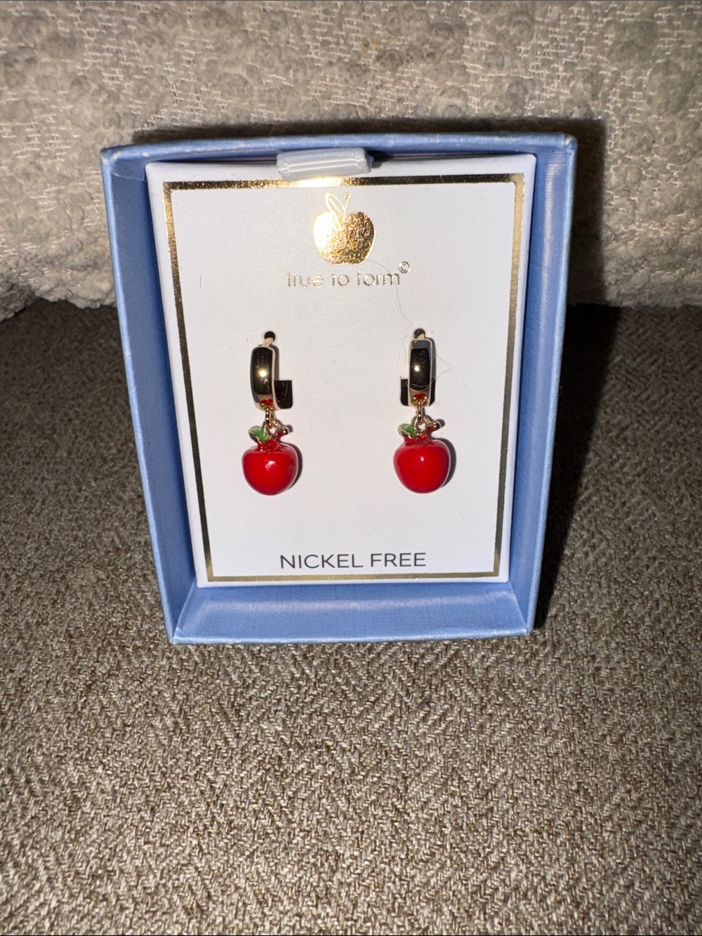 True to Form Gold-Tone Red Apple Drop Earrings - Nickel Free